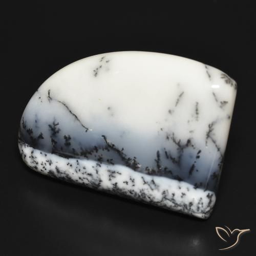 Dendritique Agate Blanc avec noir naturelle Fantaisie, 37.40 ct, Opaque
