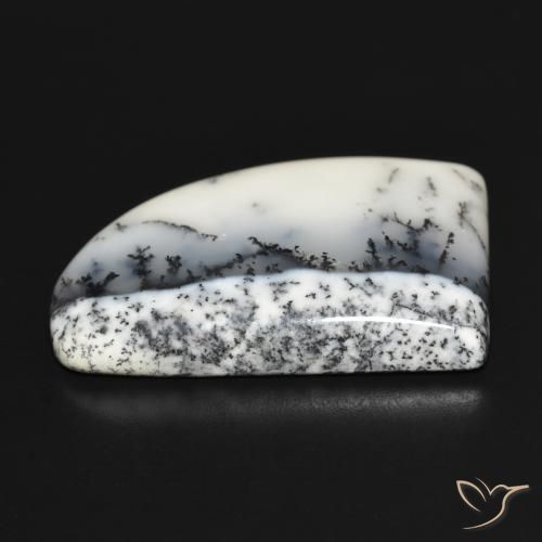 Dendritique Agate Blanc avec noir naturelle Fantaisie, 37.40 ct, Opaque