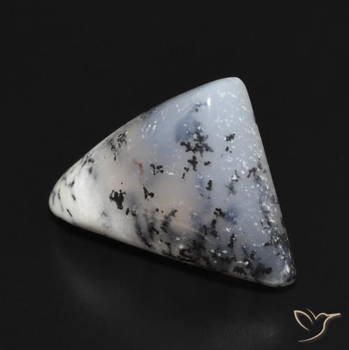 Dendritique Agate Blanc avec noir naturelle Forme fantaisie, 9.33 ct, Opaque