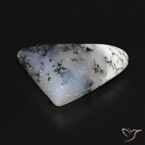 Dendritique Agate Blanc avec noir naturelle Forme fantaisie, 9.33 ct, Opaque