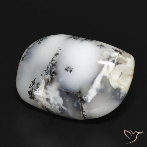 Dendritique Agate Blanc avec noir naturelle Fantaisie, 18.88 ct, Opaque