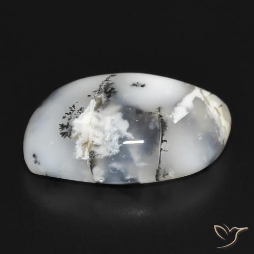 Dendritique Agate Blanc avec noir naturelle Fantaisie, 18.88 ct, Opaque