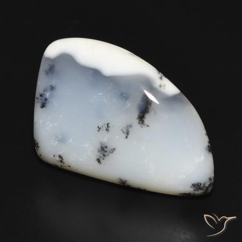 Dendritique Agate Blanc avec noir naturelle Fantaisie, 12.20 ct, Opaque