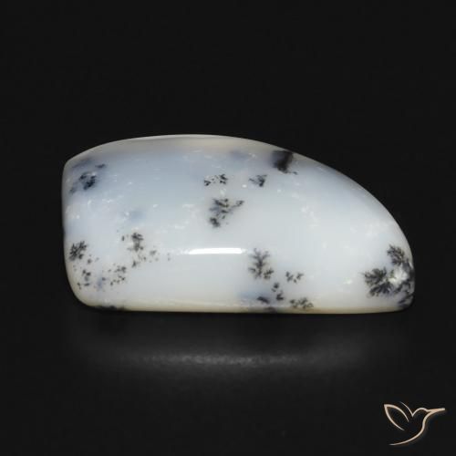 Dendritique Agate Blanc avec noir naturelle Fantaisie, 12.20 ct, Opaque