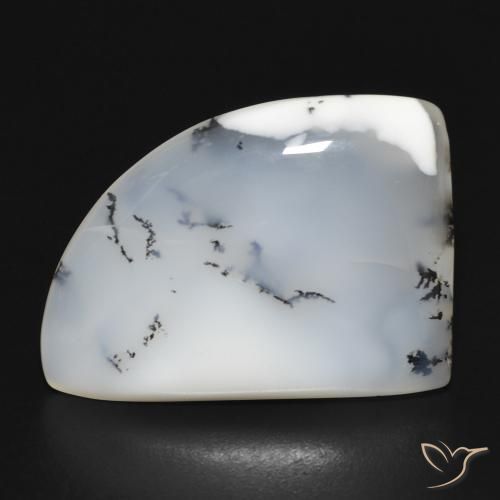 17.05ct Naturel Blanc avec noir Dendritique Agate, Fantaisie, Opaque