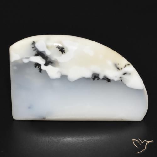 21.77ct Naturel Blanc avec noir Dendritique Agate, Fantaisie, Opaque