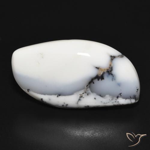 20.34ct Naturel Blanc avec noir Dendritique Agate, Fantaisie, Opaque