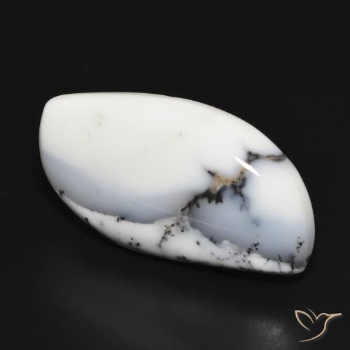 Dendritique Agate Blanc avec noir naturelle Fantaisie, 20.34 ct, Opaque