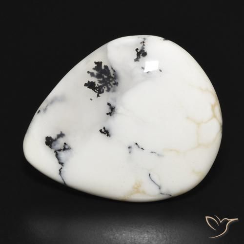 15.30ct Naturel Blanc avec noir Dendritique Agate, En forme de poire, Opaque
