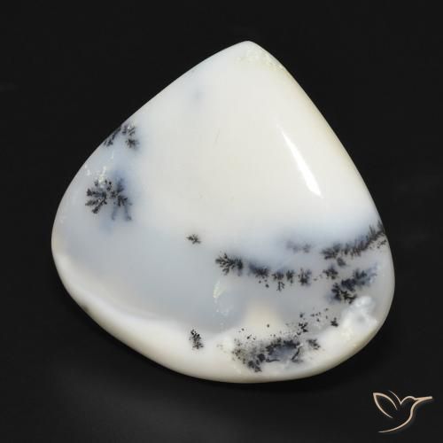 Dendritique Agate Blanc avec noir naturelle En forme de poire, 18.86 ct, Opaque