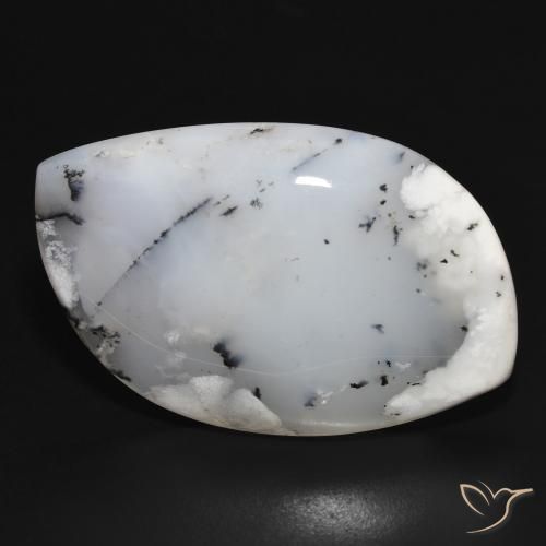 38.75ct Naturel Blanc avec noir Dendritique Agate, Fantaisie, Opaque