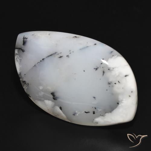 Dendritique Agate Blanc avec noir naturelle Fantaisie, 38.75 ct, Opaque