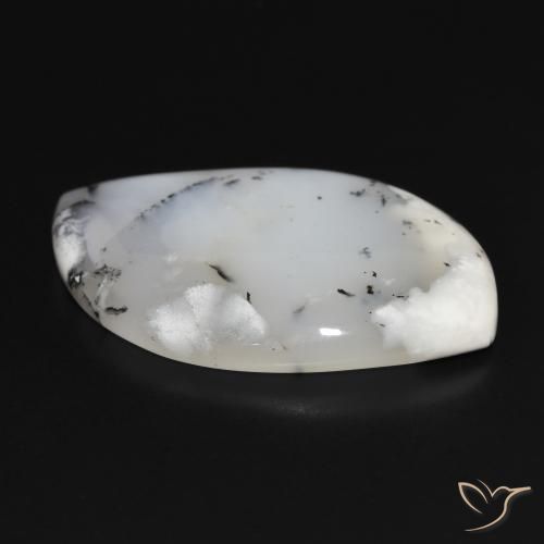 Dendritique Agate Blanc avec noir naturelle Fantaisie, 38.75 ct, Opaque