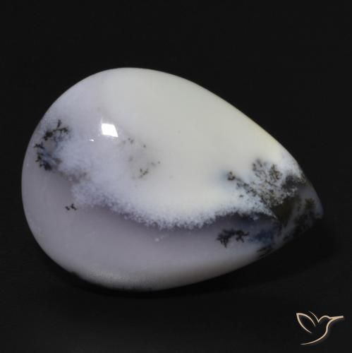 11.82ct Naturel Blanc avec noir Dendritique Agate, En forme de poire, Opaque