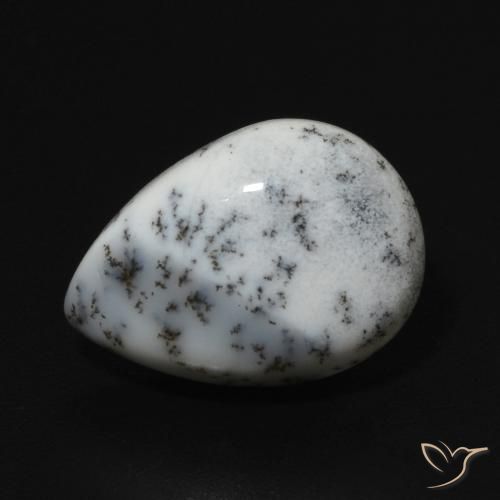 5.06ct Naturel Blanc avec noir Dendritique Agate, En forme de poire, Opaque