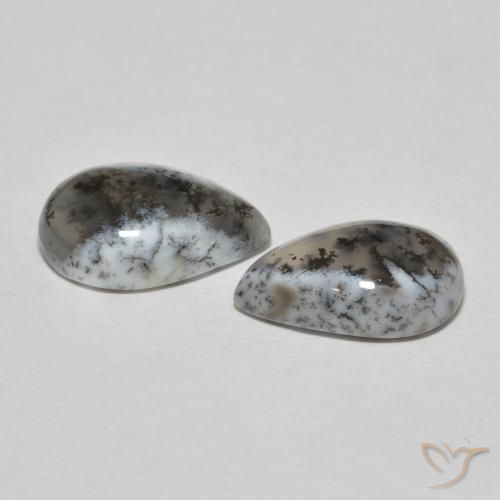 Shop natural 8.57ct Blanc avec noir Dendritique Agate gems, En forme de poire, from Inde at GemSelect. In stock, global shipping!
