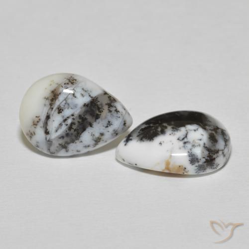 Shop natural 7.78ct Blanc avec noir Dendritique Agate gems, En forme de poire, from Inde at GemSelect. In stock, global shipping!