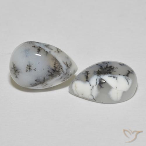 Shop natural 10.81ct Blanc avec noir Dendritique Agate gems, En forme de poire, from Inde at GemSelect. In stock, global shipping!