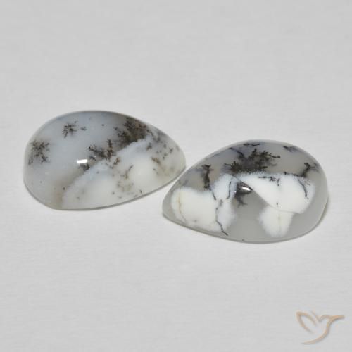 Shop natural 10.81ct Blanc avec noir Dendritique Agate gems, En forme de poire, from Inde at GemSelect. In stock, global shipping!