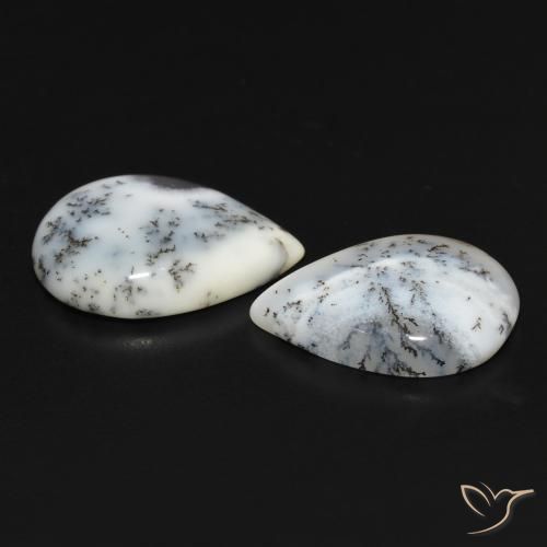 Shop natural 11.51ct Blanc avec noir Dendritique Agate gems, En forme de poire, from Inde at GemSelect. In stock, global shipping!