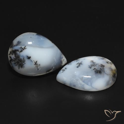 Shop natural 20.01ct Blanc avec noir Dendritique Agate gems, En forme de poire, from Inde at GemSelect. In stock, global shipping!
