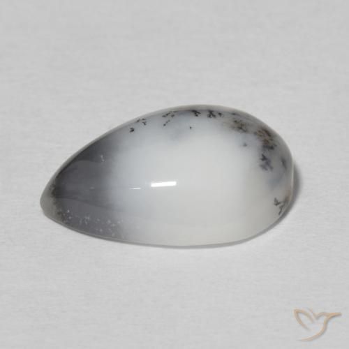 Dendritique Agate Blanc multicolore naturelle En forme de poire, 4.87 ct, Opaque