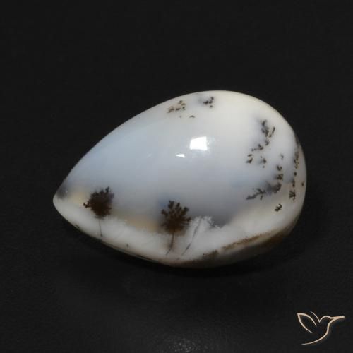 3.72ct Naturel Blanc multicolore Dendritique Agate, En forme de poire, Opaque