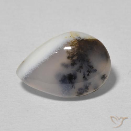 3.65ct Naturel Blanc multicolore Dendritique Agate, En forme de poire, Opaque