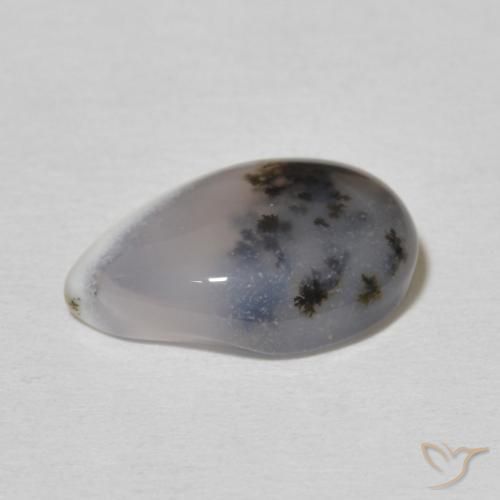 Dendritique Agate Blanc multicolore naturelle En forme de poire, 3.65 ct, Opaque