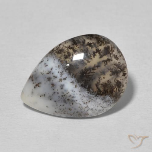 3.32ct Naturel Blanc multicolore Dendritique Agate, En forme de poire, Opaque