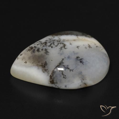 Dendritique Agate Blanc multicolore naturelle En forme de poire, 11.49 ct, Opaque