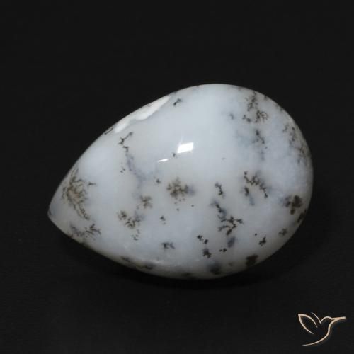 5.47ct Naturel Blanc avec noir Dendritique Agate, En forme de poire, Opaque