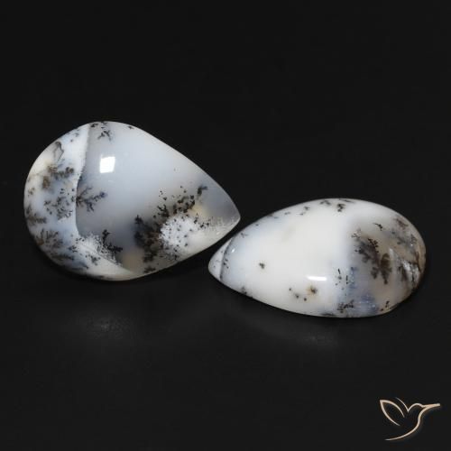 Shop natural 15.33ct Blanc avec noir Dendritique Agate gems, En forme de poire, from Inde at GemSelect. In stock, global shipping!