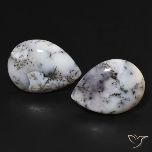 13.84ctw Naturel Blanc multicolore Dendritique Agate, En forme de poire, Opaque