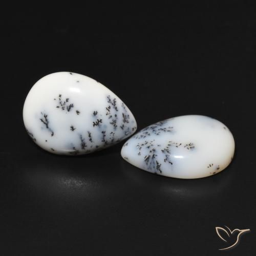 Shop natural 6.44ct Blanc avec noir Dendritique Agate gems, En forme de poire, from Inde at GemSelect. In stock, global shipping!