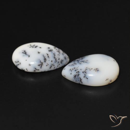 Shop natural 6.44ct Blanc avec noir Dendritique Agate gems, En forme de poire, from Inde at GemSelect. In stock, global shipping!