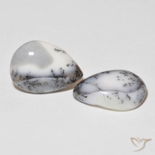 Shop natural 16.40ct Blanc avec noir Dendritique Agate gems, En forme de poire, from Inde at GemSelect. In stock, global shipping!