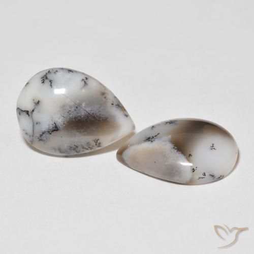 Shop natural 15.43ct Blanc avec noir Dendritique Agate gems, En forme de poire, from Inde at GemSelect. In stock, global shipping!