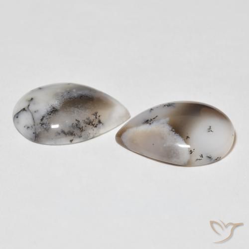 Shop natural 15.43ct Blanc avec noir Dendritique Agate gems, En forme de poire, from Inde at GemSelect. In stock, global shipping!