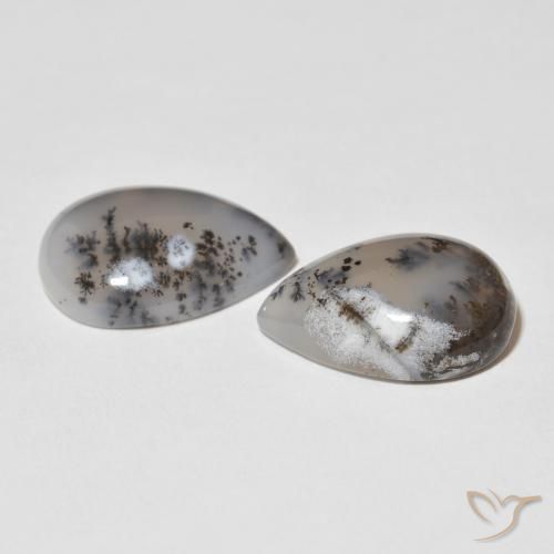 Achetez naturel 19.51ct Blanc avec noir Dendritique Agate gems, En forme de poire, En provenance Inde chez GemSelect. En stock, livraison internationale!
