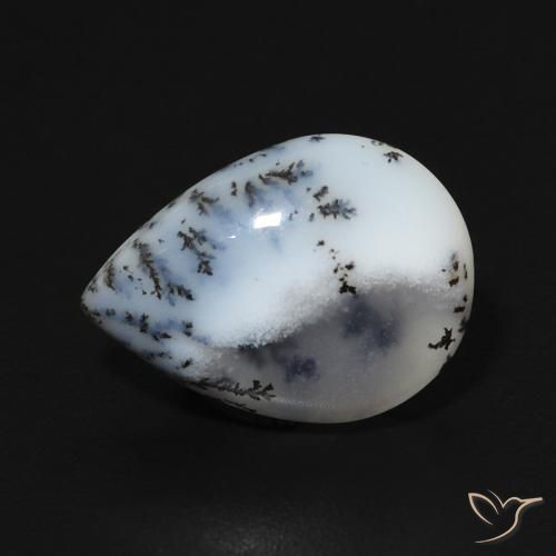 3.60ct Naturel Blanc multicolore Dendritique Agate, En forme de poire, Opaque