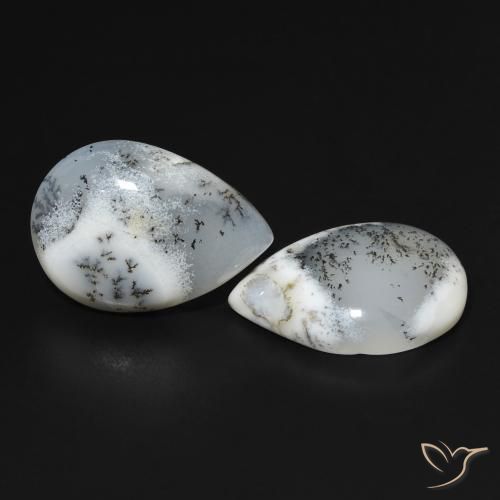 Achetez naturel 16.92ct Blanc multicolore Dendritique Agate gems, En forme de poire, En provenance Inde chez GemSelect. En stock, livraison internationale!