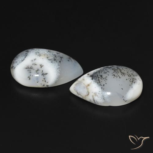 Achetez naturel 16.92ct Blanc multicolore Dendritique Agate gems, En forme de poire, En provenance Inde chez GemSelect. En stock, livraison internationale!