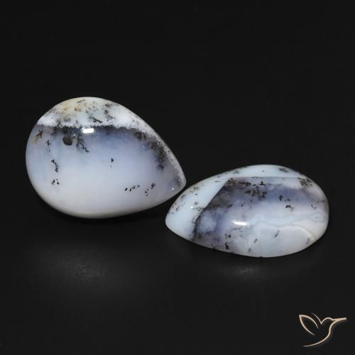 Shop natural 13.14ct Blanc avec noir Dendritique Agate gems, En forme de poire, from Inde at GemSelect. In stock, global shipping!