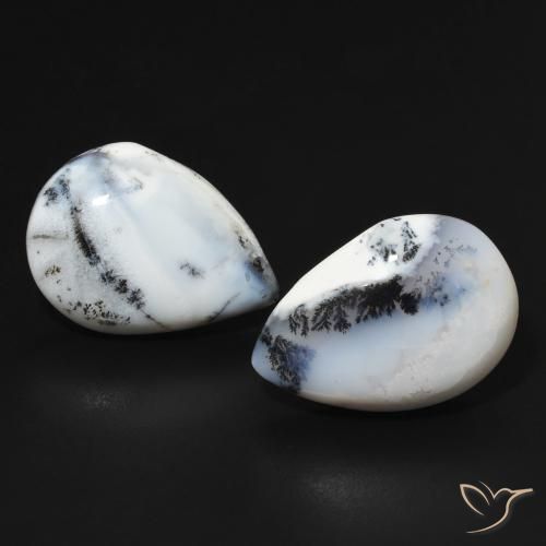 15.54ctw Naturel Blanc multicolore Dendritique Agate, En forme de poire, Opaque