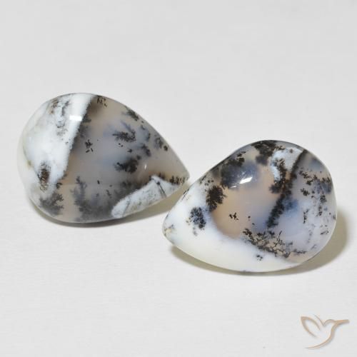 21.60ctw Naturel Blanc multicolore Dendritique Agate, En forme de poire, Opaque