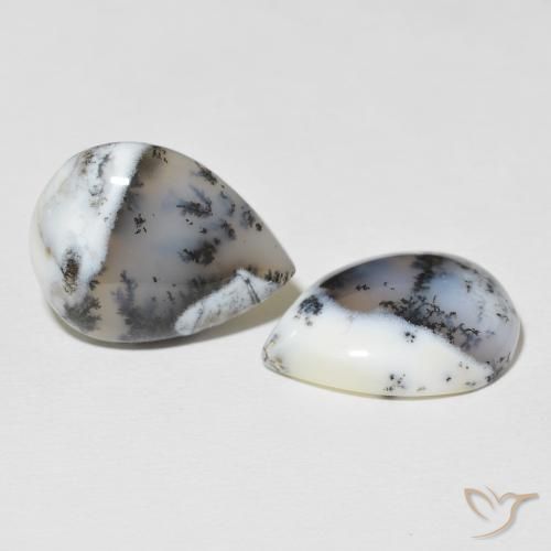 Shop natural 21.60ct Blanc multicolore Dendritique Agate gems, En forme de poire, from Inde at GemSelect. In stock, global shipping!