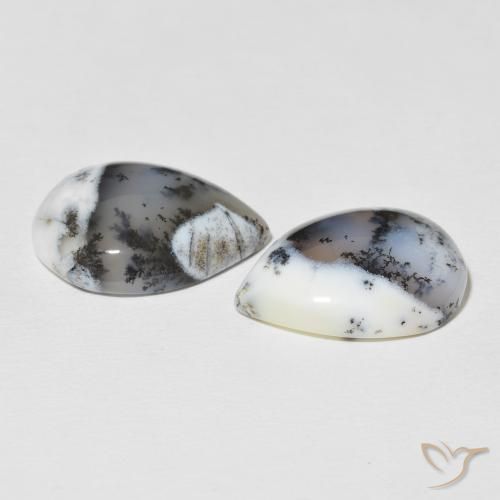 Shop natural 21.60ct Blanc multicolore Dendritique Agate gems, En forme de poire, from Inde at GemSelect. In stock, global shipping!