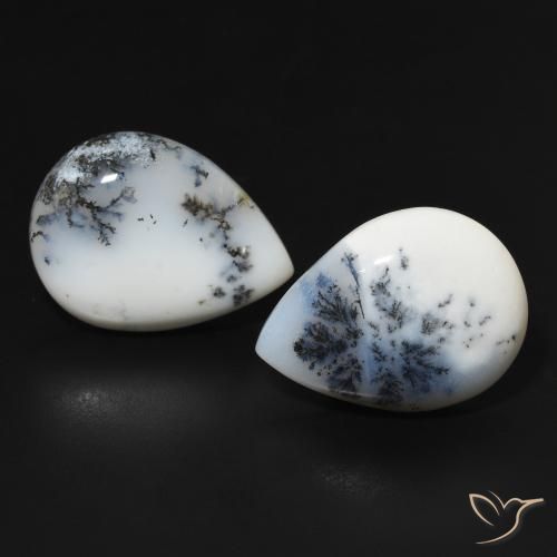 23.24ctw Naturel Blanc multicolore Dendritique Agate, En forme de poire, Opaque