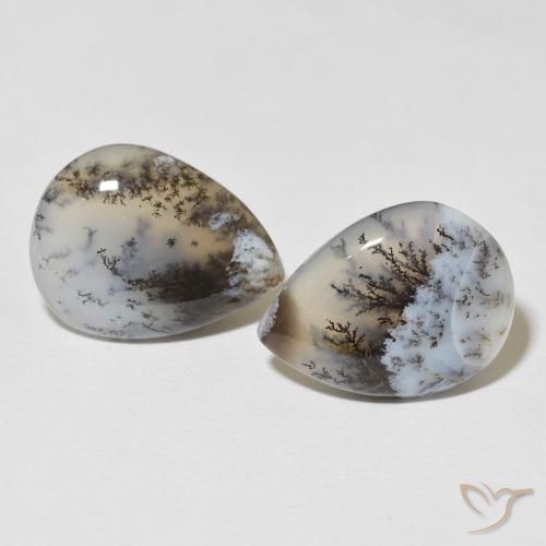 20.80ctw Naturel Blanc multicolore Dendritique Agate, En forme de poire, Opaque